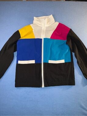 Teddi Colorblock Windbreaker in Black, White, Blue, Teal, Yellow & Pink